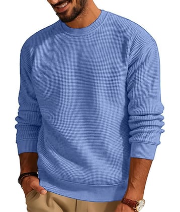 tysort Acrylic Round Neck Men's Full Sleeves Pullover Sweater - Teal ( Pack of 1 )