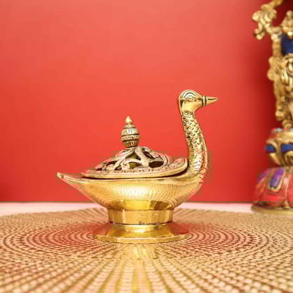Multi functional Brass Swan Deepak cum Dhoopdani - Sacred Decor Accent Multi functional Brass Swan Deepak cum Dhoopdani - Sacred Decor Accent