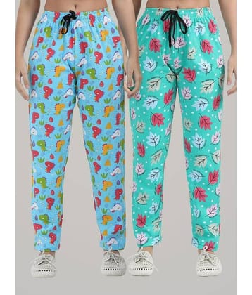 JILZ Multi Color Cotton Women's Nightwear Pyjama ( Pack of 2 )