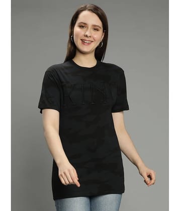 NUEVOSDAMAS Women Cotton Blend Embellished Regular Fit Round Neck T-Shirt ( Black )