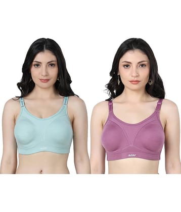 Ladyland Pack of 2 Cotton Blend Non Padded Everyday Bra For Women ( Multicolor )