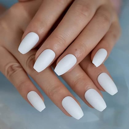 Artificial Nails Set of 24pcs White  (Pack of 24)
