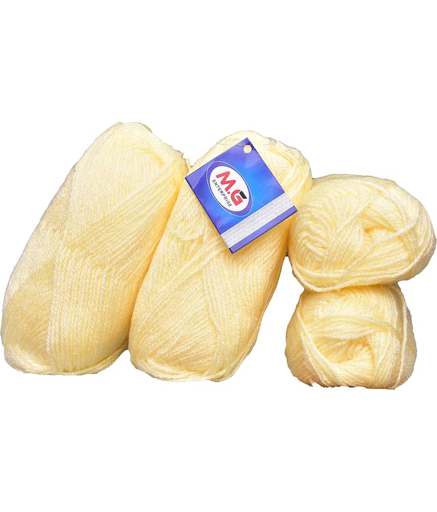 Blooming Star Cream (200 gm)  Wool Ball 50 gm each Hand knitting wool / Art Craft soft fingering crochet hook yarn, needle knitting yarn thread dyed
