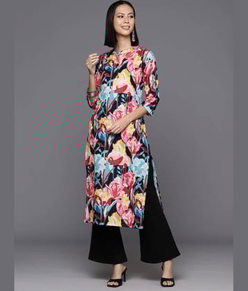 Varanga Viscose Printed Straight Women's Kurti - Black ( Pack of 1 )