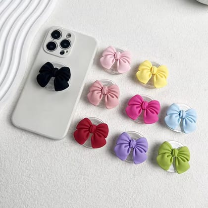 Cute Candy Colorful Bow Gripper Phone Holder Bracket-Black