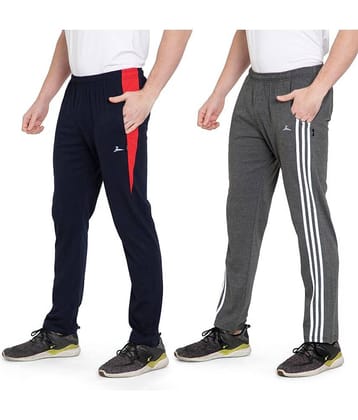 Zeffit Solid Men Navy, Grey Track Pants (Pack Of 2 )
