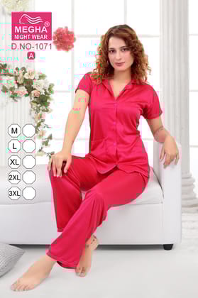 Satin Plain Night Suit Collar