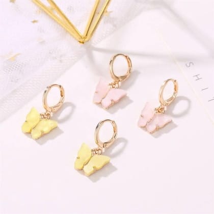 Pinapes Earrings for Women and Girls Yellow and Baby Pink - Set of 2 Pinapes Earrings for Women and Girls Yellow and Baby Pink - Set of 2