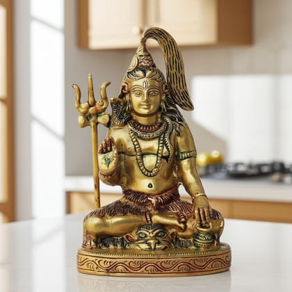 Brass Shiv Ji Statue - Premium Home Temple Decor, Height : 7 Inch (BSMAS947 C)