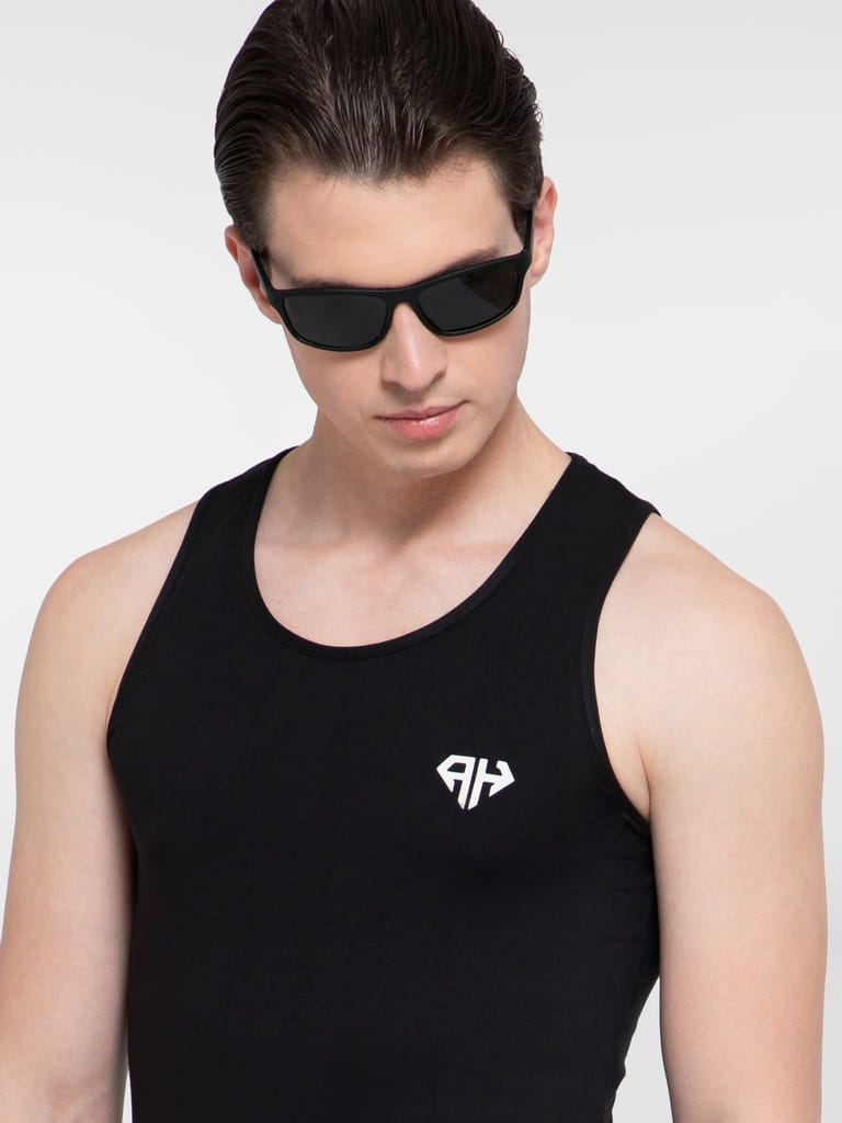 AH Gym Vest Black 4-Way Stretch