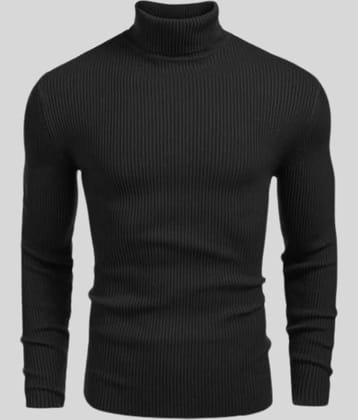OLENE Woollen Blend High Neck Men's Full Sleeves Pullover Sweater - Black ( Pack of 1 )