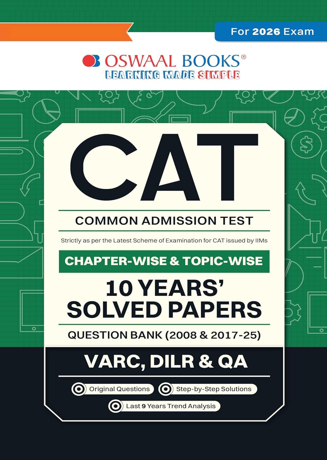 OSWAAL CAT (COMMON ADMISSION TEST) || 10 YEARS || SOLVED PAPERS || CHAPTERWISE || FOR 2026 EXAMS -OSQBCAT10PR