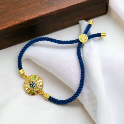 Rainbow Evil Eye 18K Gold Plated Anti Tarnish Adjustable Threads Bracelet For Women