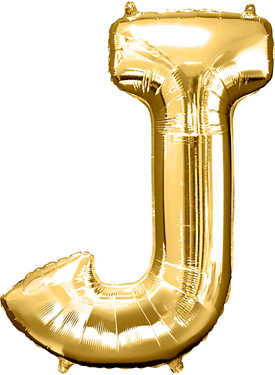 Alphabet J Golden Foil Balloon - Helium Or Air Filled - 40 inches  - 1PC