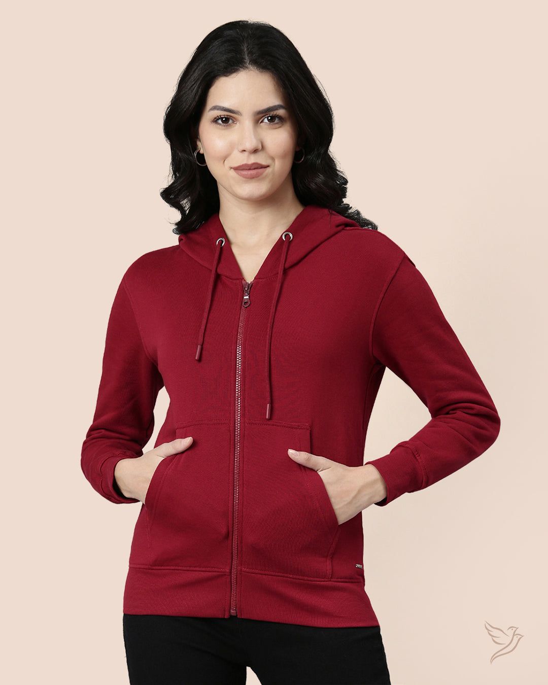 Zipper Hoodies - Maroon-XL / Maroon