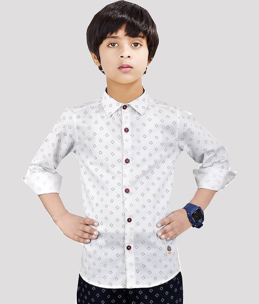 Made In The Shade Pack of 1 Boys 100% Cotton Full Sleeves Shirt ( White )