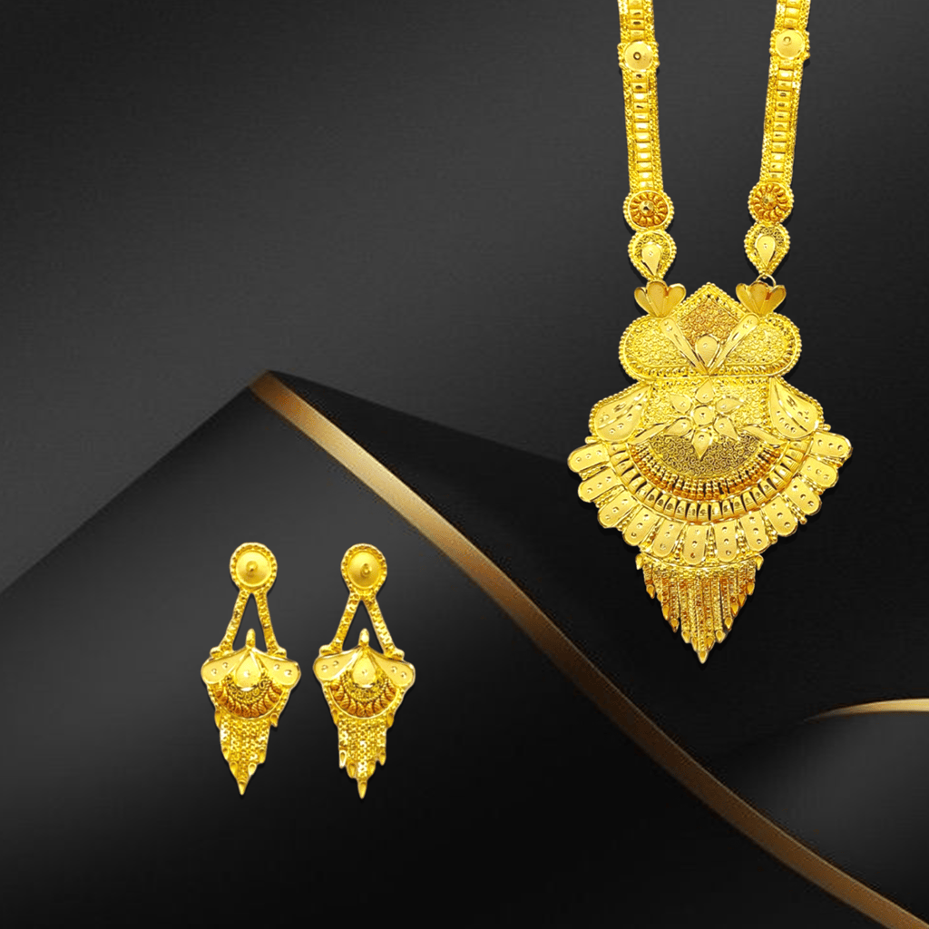 Gold-Plated Necklace Elegant 1 Gram Haram & Earrings Set