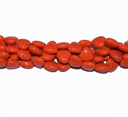 Red Heart shaped handmade glass beads For Jewelry Making-Per String of 25 Pieces / 15X7 MM