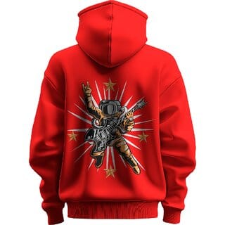 BULL CLOTHING Men's Astronaut Rocker Red Hoodie Premium 280 GSM Fleece for Softness, Comfort, and Durability (XL)