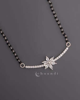Black Bead Mangalsutra Silver Pendant Chain SCH1023