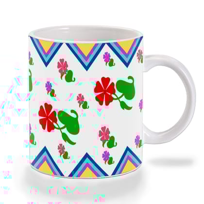 Red Red Flower Pattern Ceramic Mug