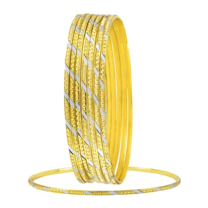 Wedding Designer 22K Gold Rhodium Metal Chuda Kada Bangle Set Of 8-Size: 2.4 Anna OR 2.25 Inches
