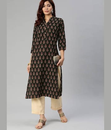 Divena Black Cotton Straight Kurti