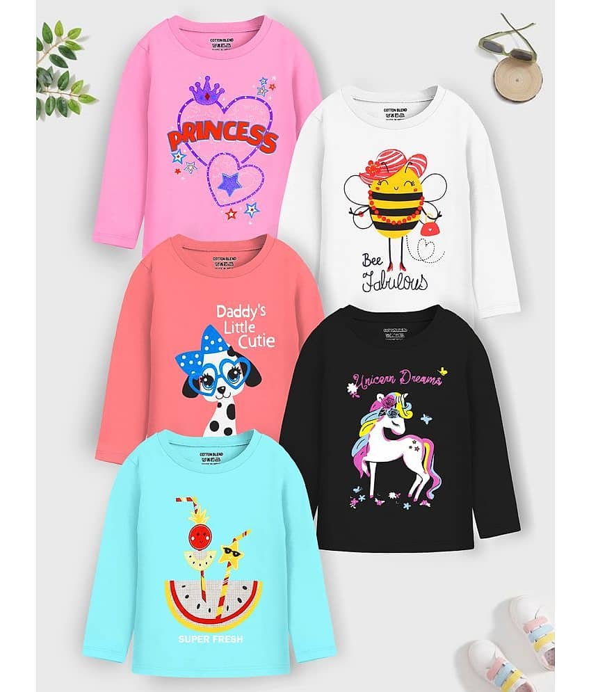 Trampoline Pack of 5 Girls Cotton T-Shirt ( Multicolor3 )