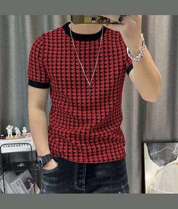 FABRIPPLE Polyester Regular Fit Printed Half Sleeves Men's Round T-Shirt - Red ( Pack of 1 )