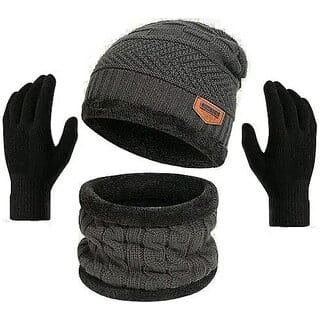 Fashlook Woolen Grey Casual Winter Cap (Pack of 1)