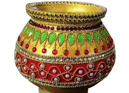 Decorative Kalash with Pearls and Green Stones