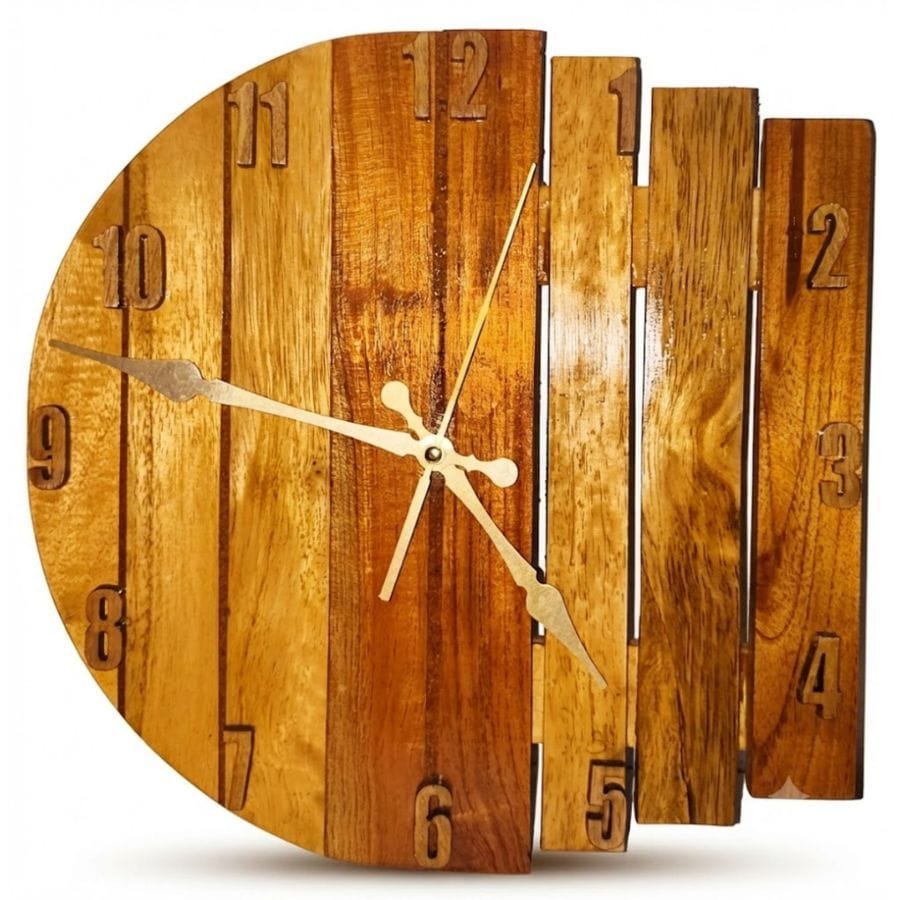 RUSTIC WOODEN PANEL WALL CLOCK