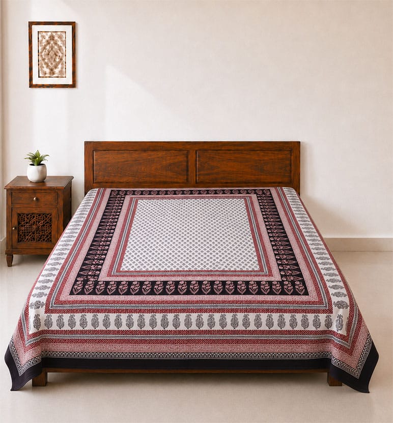 Hand Block Printed Bagh Cotton Double Bedsheet