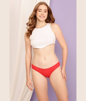 Clovia Cotton Solid Women's Bikini ( Red )