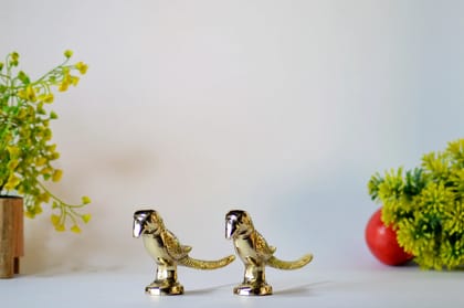 Brass Parrot Figurine (Color - Golden, Size - 2.75H *5.5L*1.5B) by Snova Enterprises