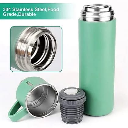 Green Stainless Steel Vacuum Flask with 2 Cups by Ruhi Import Store Green Stainless Steel Vacuum Flask with 2 Cups by Ruhi Import Store