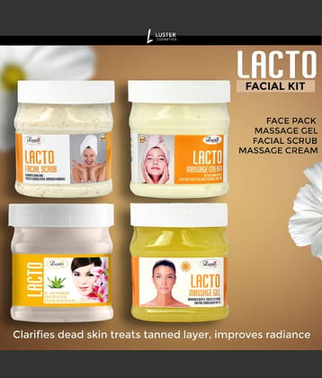 Luster Lacto  Anti Tan Facial Kit | Facial Scrub,Cream, Gel & Face Pack Facial Kit 500 mL Pack of 4