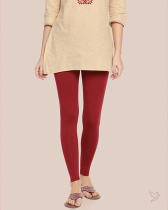 Cotton Ankle Legging - La Burgandy-S / La Burgandy