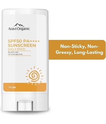 Aravi Organic SPF 50 Glow Sunscreen Stick ,PA++++ UVA,UVB Protection, No White Cast, 13 gm (Pack of 1)
