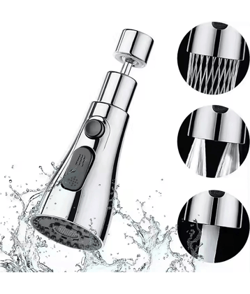 BATHONIX 3-Mode Water Faucet, 360° Rotation Sink Sprayer Steel Kitchen Sink Tap (Sink Cock)