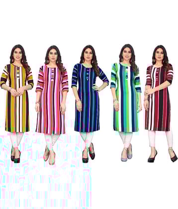 KETAKI FASHION Crepe Printed Straight Women's Kurti - Multicolor3 ( Pack of 5 )