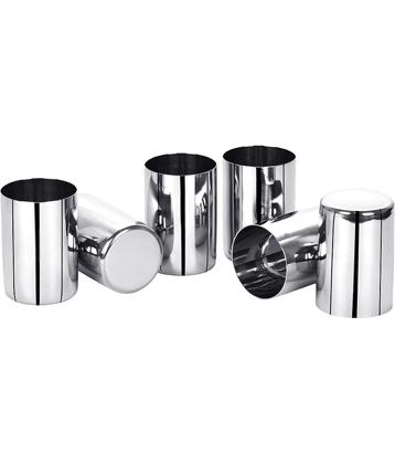 STEEPLE Glass Plain Stainless Steel Dinner Set ( Pack of 6 ) Silver