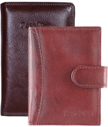 Hide&Sleek - Brown Leather Men's Short Wallet ( Pack of 2 )