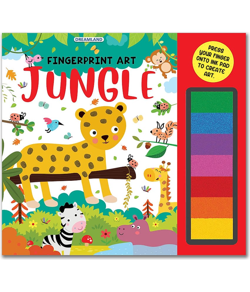 Fingerprint Art Activity Book for Children - Jungle with Thumbprint Gadget : Pick and Paint Coloring Activity Book For Kids Fingerprint Colouring Book for Kid