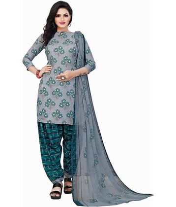 Anand Grey Crepe Unstitched Dress Material