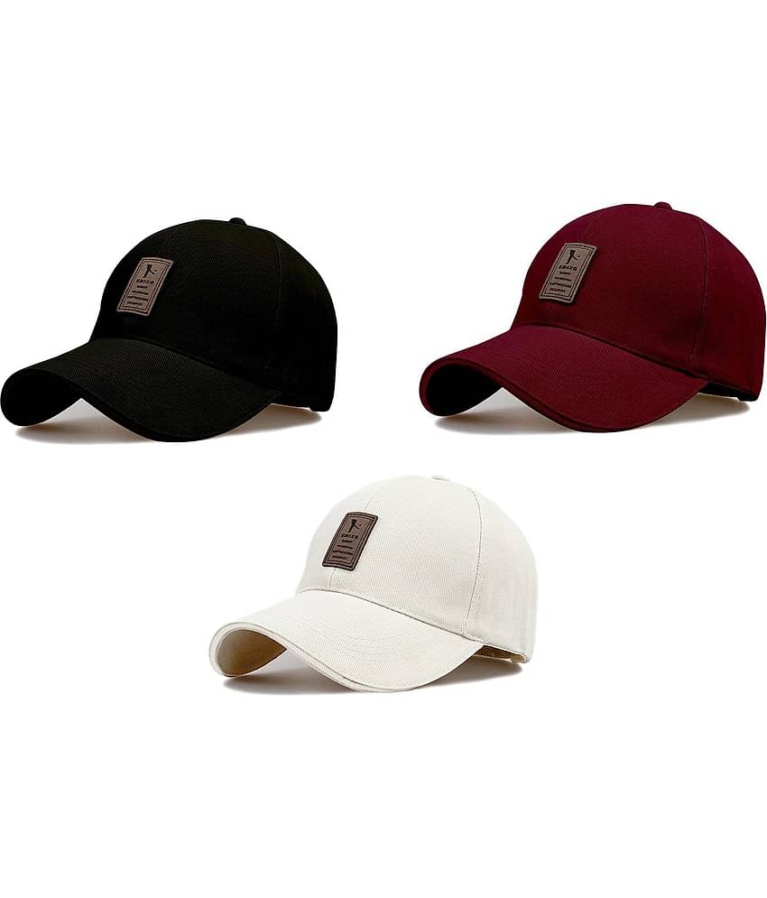 Bolax Pack of 3 Cotton Men's Cap ( Black )