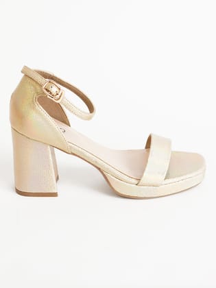 Delco Fancy Block Heel Sandals-36 / Gold
