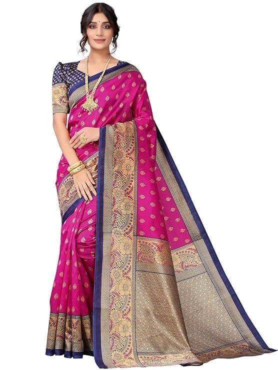 SIRIL Women's Silk Printed Saree With Blouse