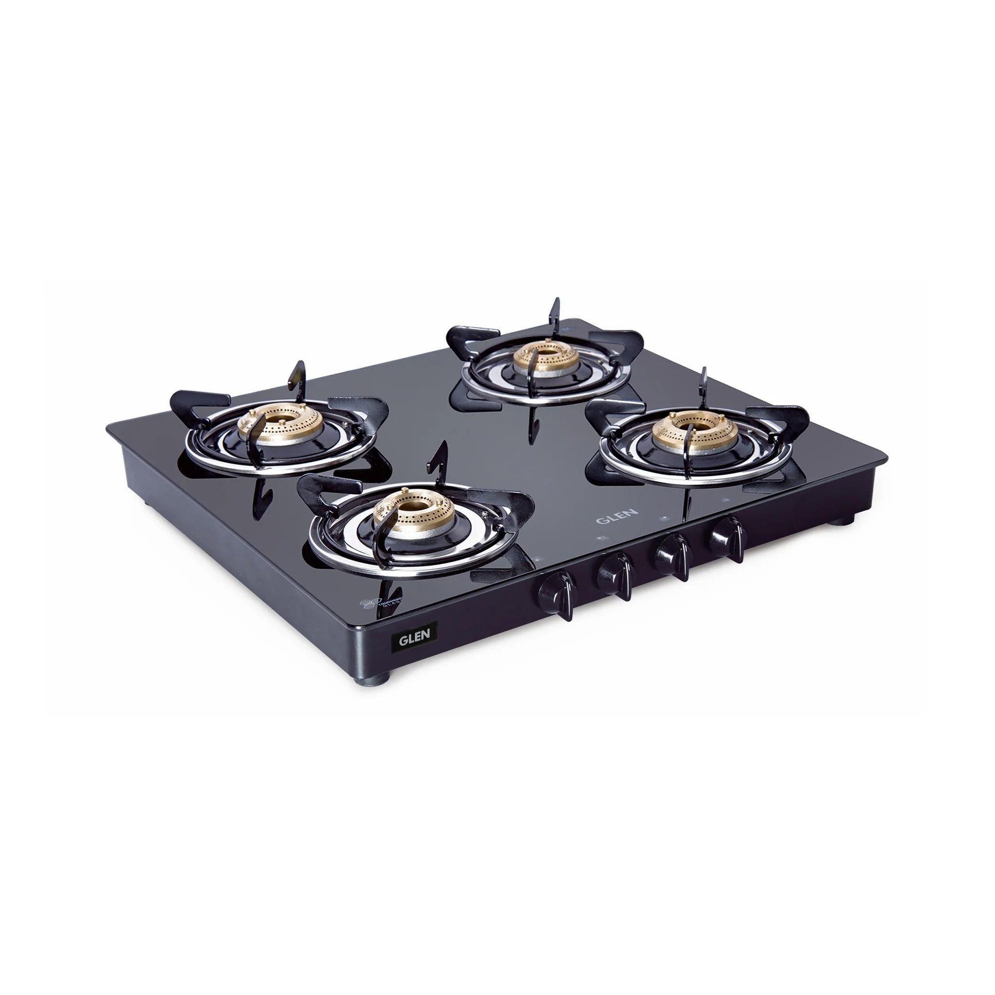 4 Burner Glass Gas Stove with Brass Burner Black (CT1041GTBBBL) - Manual/Auto Ignition