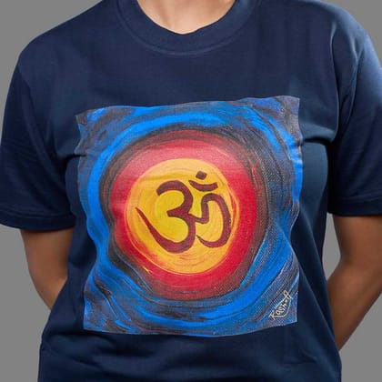 RJ04  Om in multi colour background - white